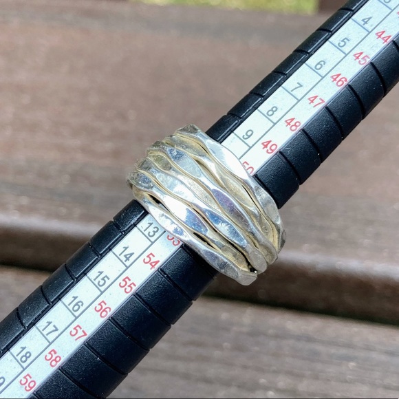 Vintage Sterling Silver 925 Multi Band 7 Bands Brutalist Modern Ring size 6 - Picture 11 of 11